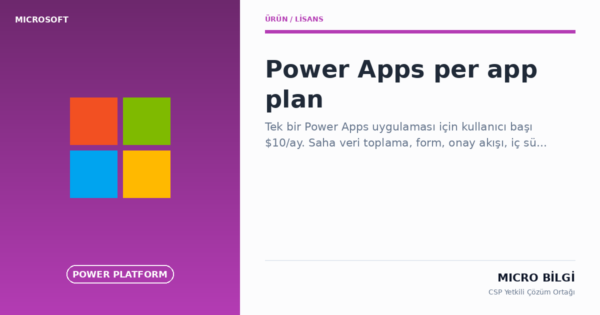 Power Apps per app plan | Tek Uygulama $10/ay | Premium Konnektör ...